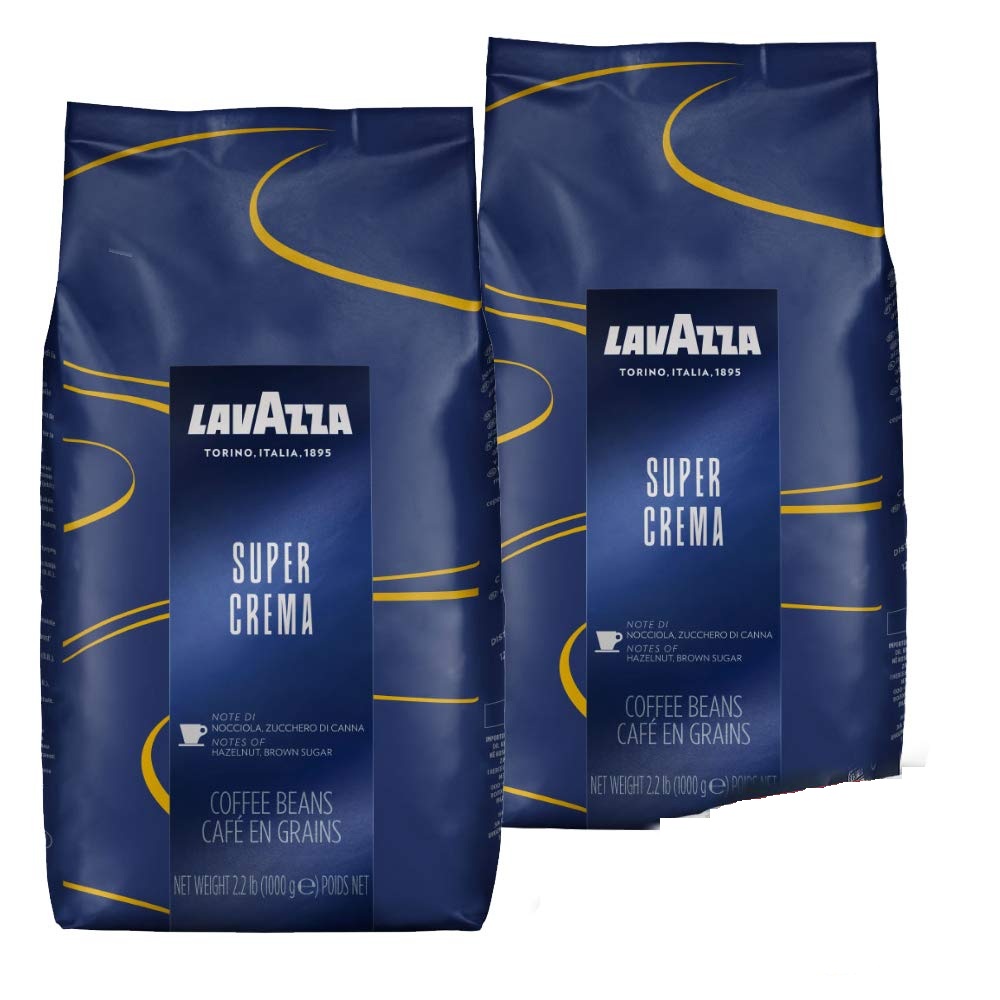 Lavazza Super Crema Whole Bean Coffee Blend, 2.2 Pound (Pack of 6) , Value  Pack, Mild and creamy medium espresso roast with notes of hazelnut and